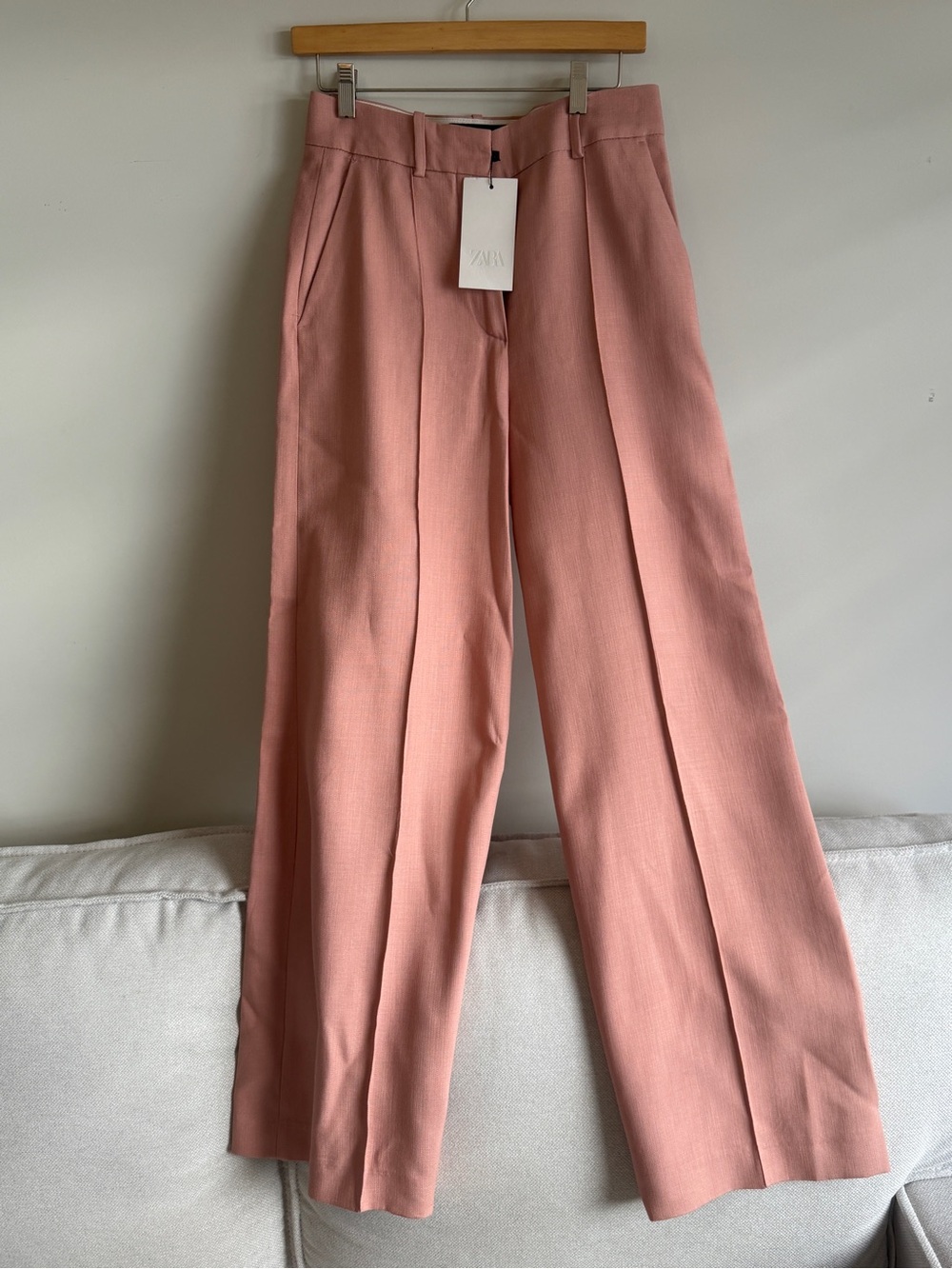Zara Wide-Leg High-Rise Rose Pink Trousers